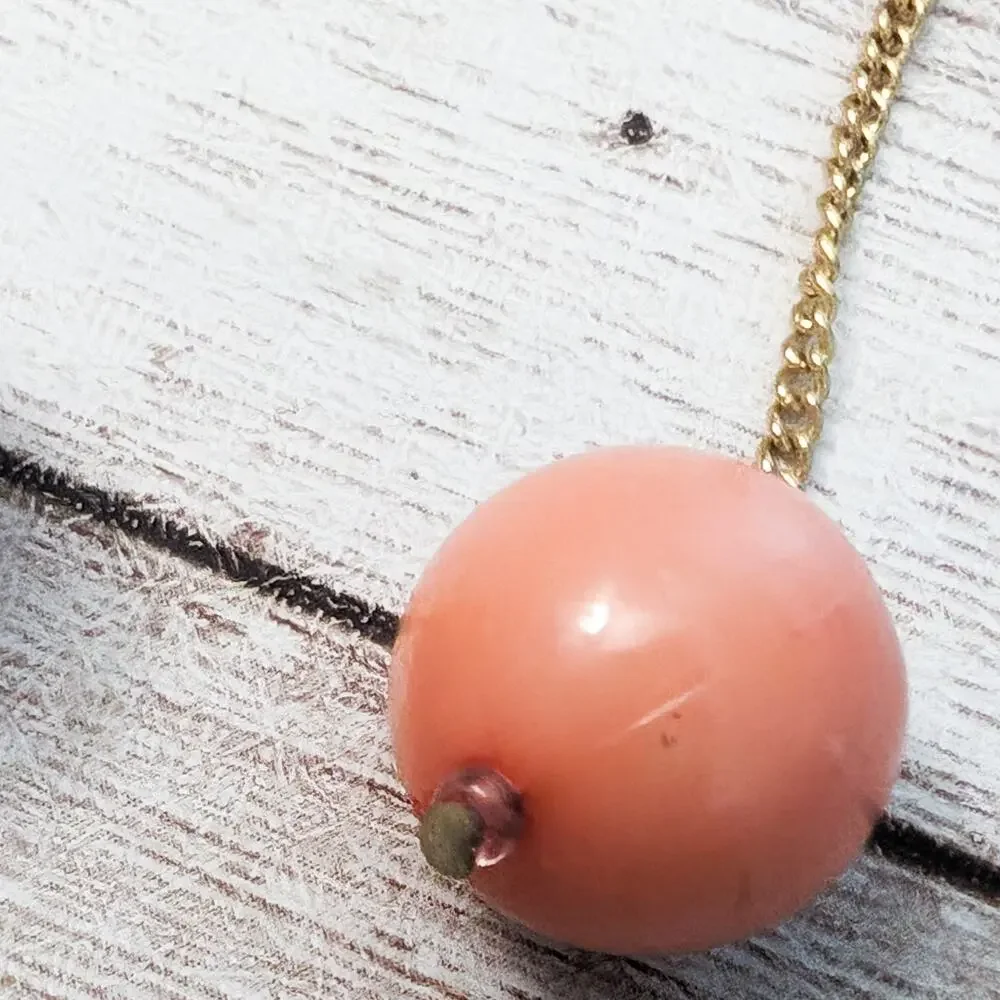Vintage Earrings For Pierced Ears - Long Pink/Peach Faux Pearl Dangle